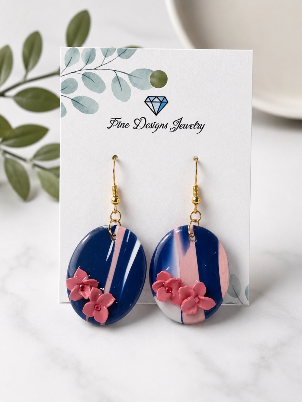 Red, White, and Flower Earrings
